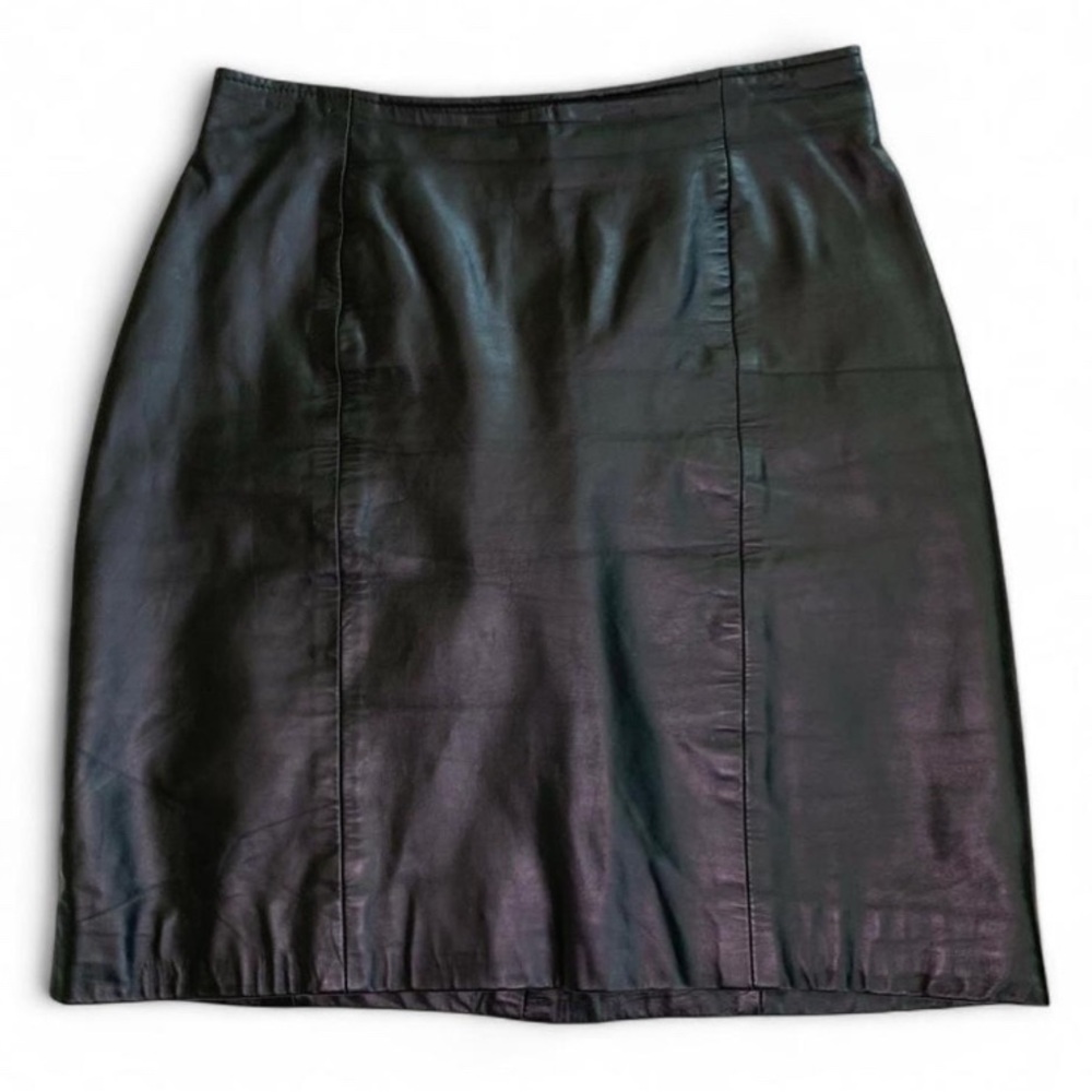 Byrnes & Baker Size 8 Leather Mini Highwaisted Skirt
